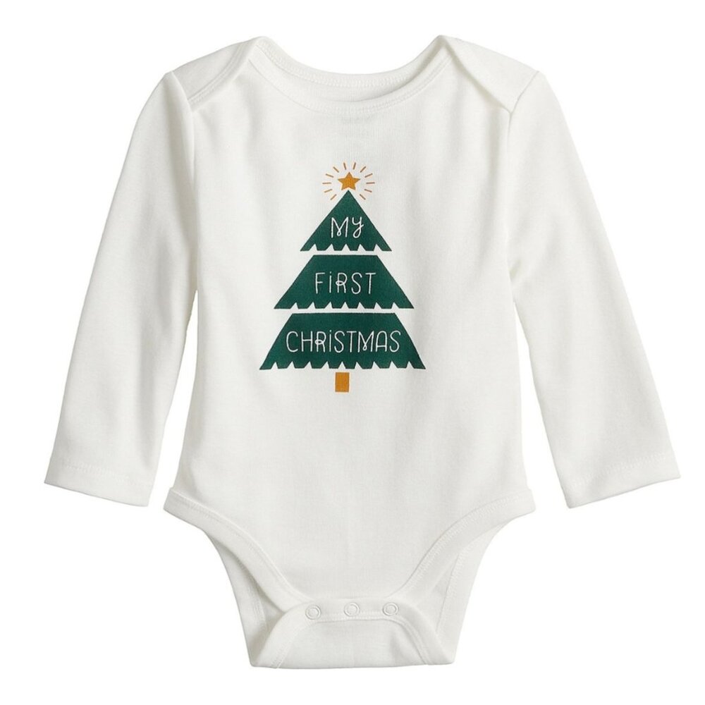 Baby Jumping Beans Holiday Long-Sleeve Body Suit "My First Christmas" 3 mos